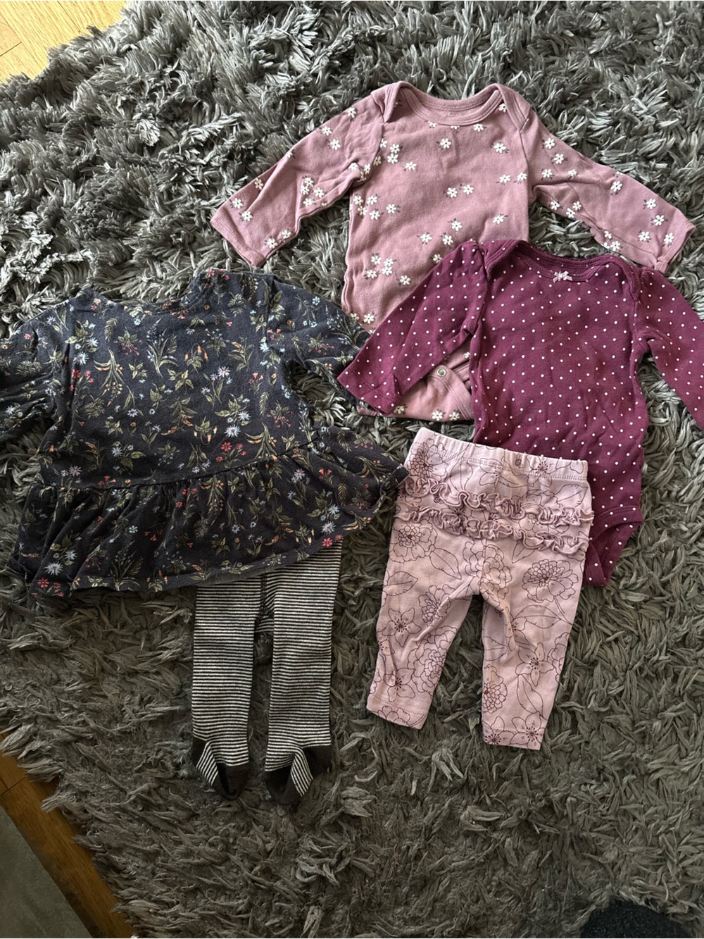 Carter's Maroon Polka Dot Sweater with Pink Bow